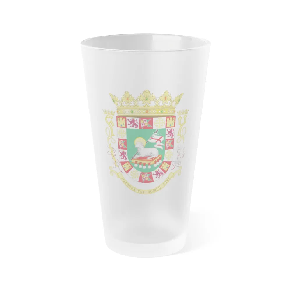 Coat of arms of the Commonwealth of Puerto Rico - Frosted Pint Glass 16oz-16oz-Frosted-Go Mug Yourself