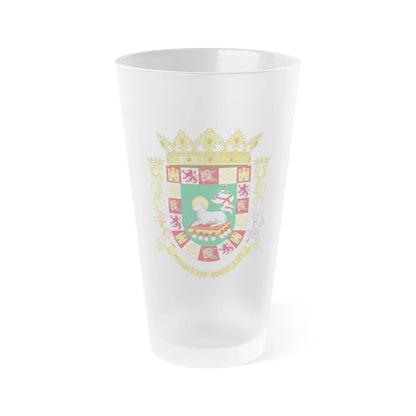 Coat of arms of the Commonwealth of Puerto Rico - Frosted Pint Glass 16oz-16oz-Frosted-Go Mug Yourself