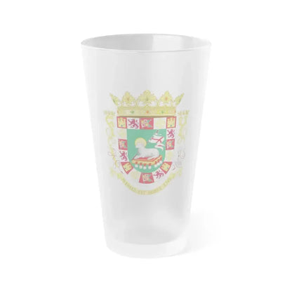 Coat of arms of the Commonwealth of Puerto Rico - Frosted Pint Glass 16oz 16oz Frosted - Go Mug Yourself