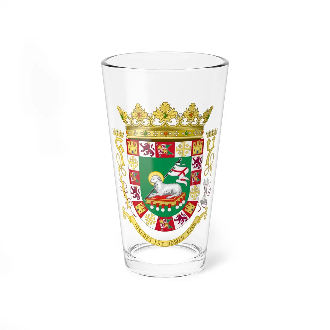 Coat of arms of the Commonwealth of Puerto Rico (Spain) (Coat of Arms) Pint Glass 16oz 16oz - Go Mug Yourself