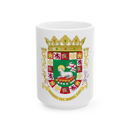 Coat of arms of the Commonwealth of Puerto Rico - White Coffee Mug-15oz-Go Mug Yourself