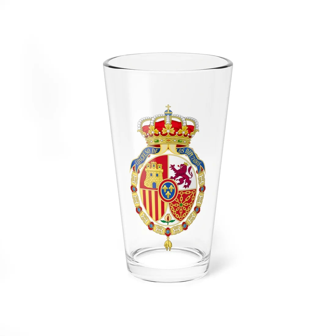 Coat of Arms of the Congress of Spain Correct Version (Spain) (Coat of Arms) Pint Glass 16oz 16oz - Go Mug Yourself