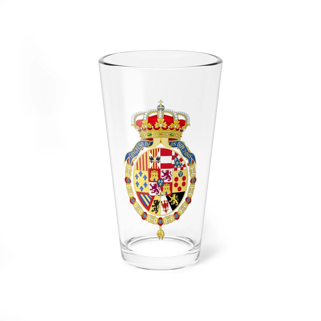 Coat of Arms of the Congress of Spain (Spain) (Coat of Arms) Pint Glass 16oz 16oz - Go Mug Yourself