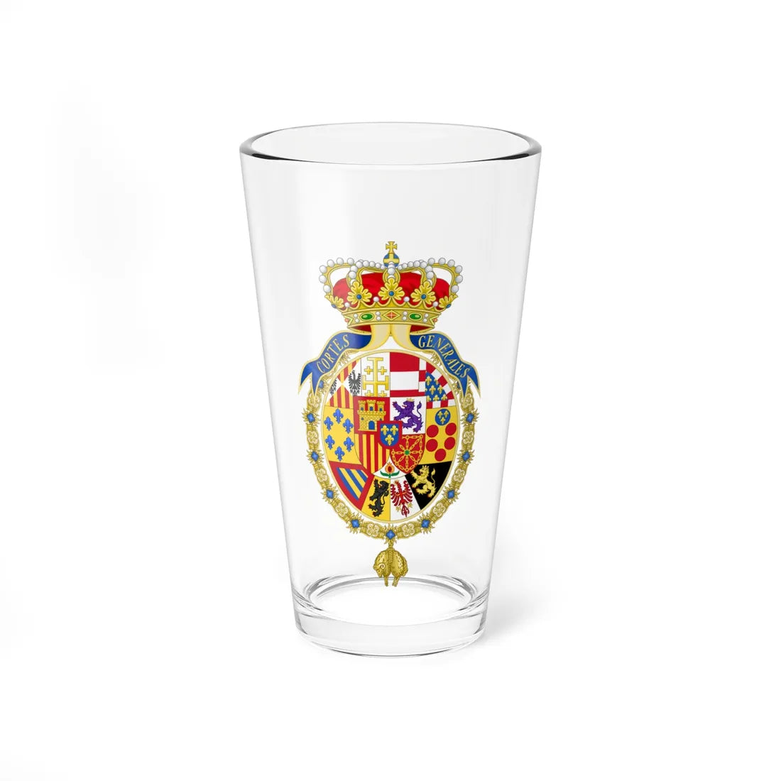 Coat of Arms of the Cortes Generales (Spain) (Coat of Arms) Pint Glass 16oz 16oz - Go Mug Yourself