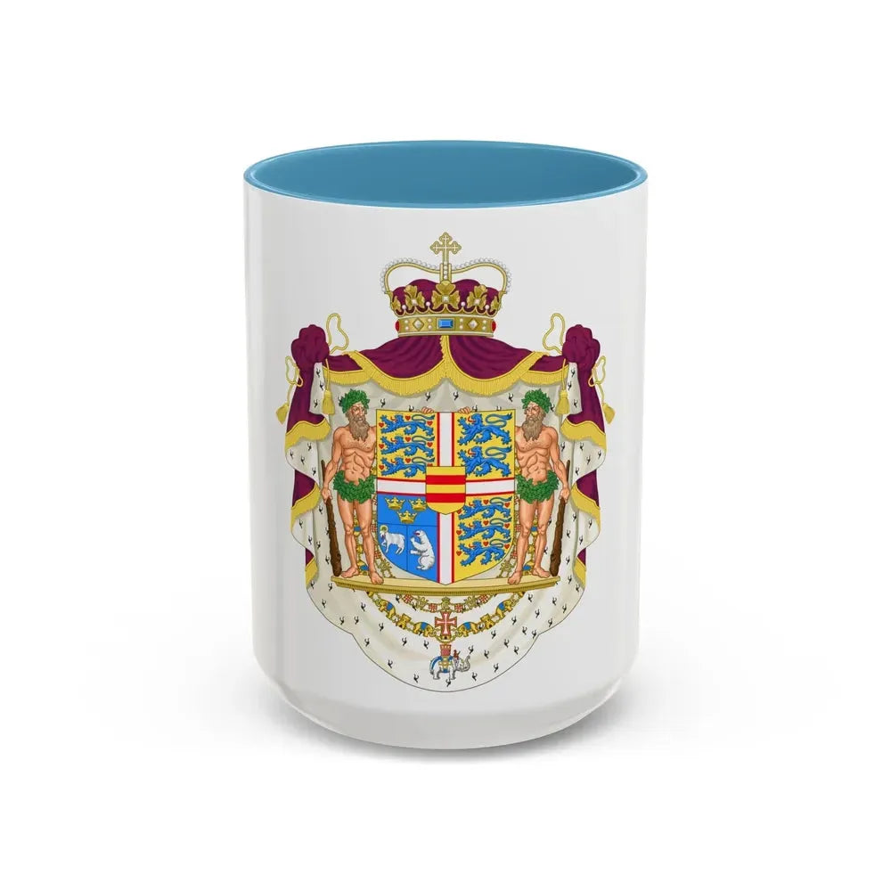 Coat of arms of the Crown Prince of Denmark - Accent Coffee Mug 15oz Light Blue - Go Mug Yourself