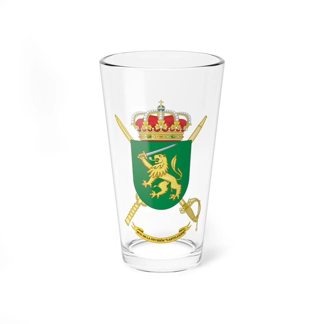 Coat of Arms of the Division Castillejos Headquarters Battalion (Spain) (Coat of Arms) Pint Glass 16oz 16oz - Go Mug Yourself