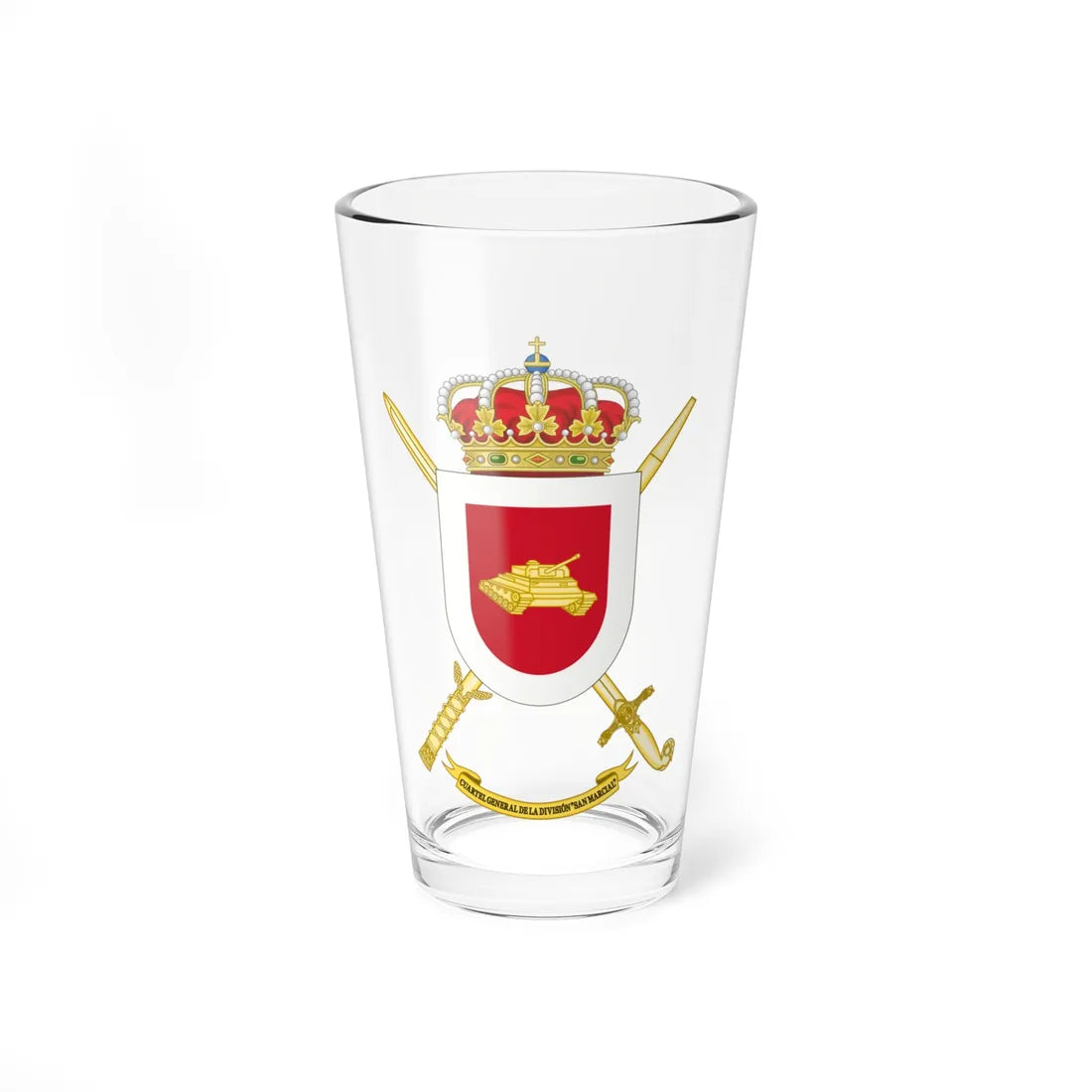 Coat of Arms of the Division San Marcial Headquarters (Spain) (Coat of Arms) Pint Glass 16oz 16oz - Go Mug Yourself