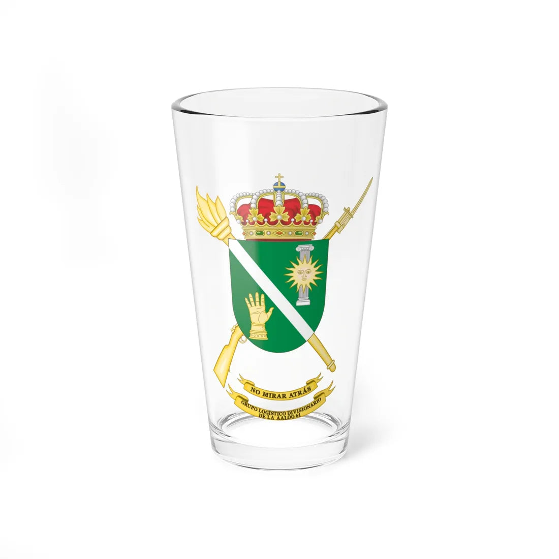 Coat of Arms of the Divisional Logistics Group of the 61st AALOG (Spain) (Coat of Arms) Pint Glass 16oz 16oz - Go Mug Yourself
