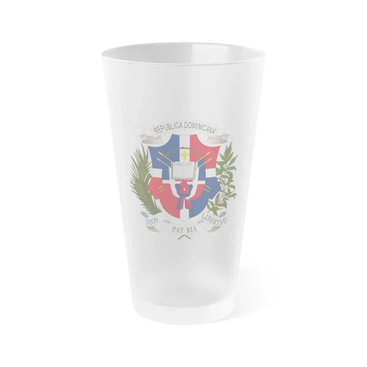 Coat of arms of the Dominican Republic (1860) - Frosted Pint Glass 16oz Default Title - Go Mug Yourself
