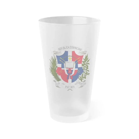 Coat of arms of the Dominican Republic (1860) - Frosted Pint Glass 16oz Default Title - Go Mug Yourself