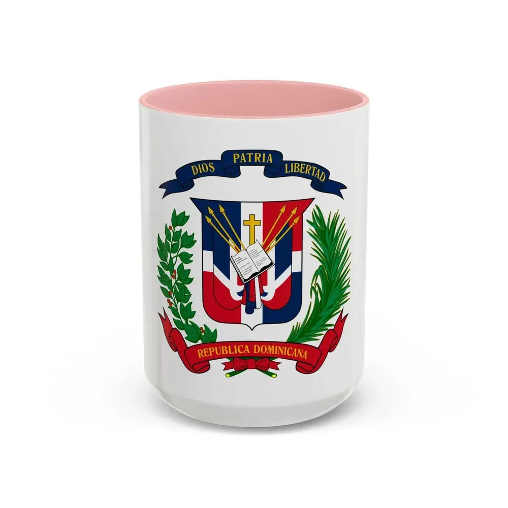 Coat of arms of the Dominican Republic - Accent Coffee Mug 15oz Pink - Go Mug Yourself