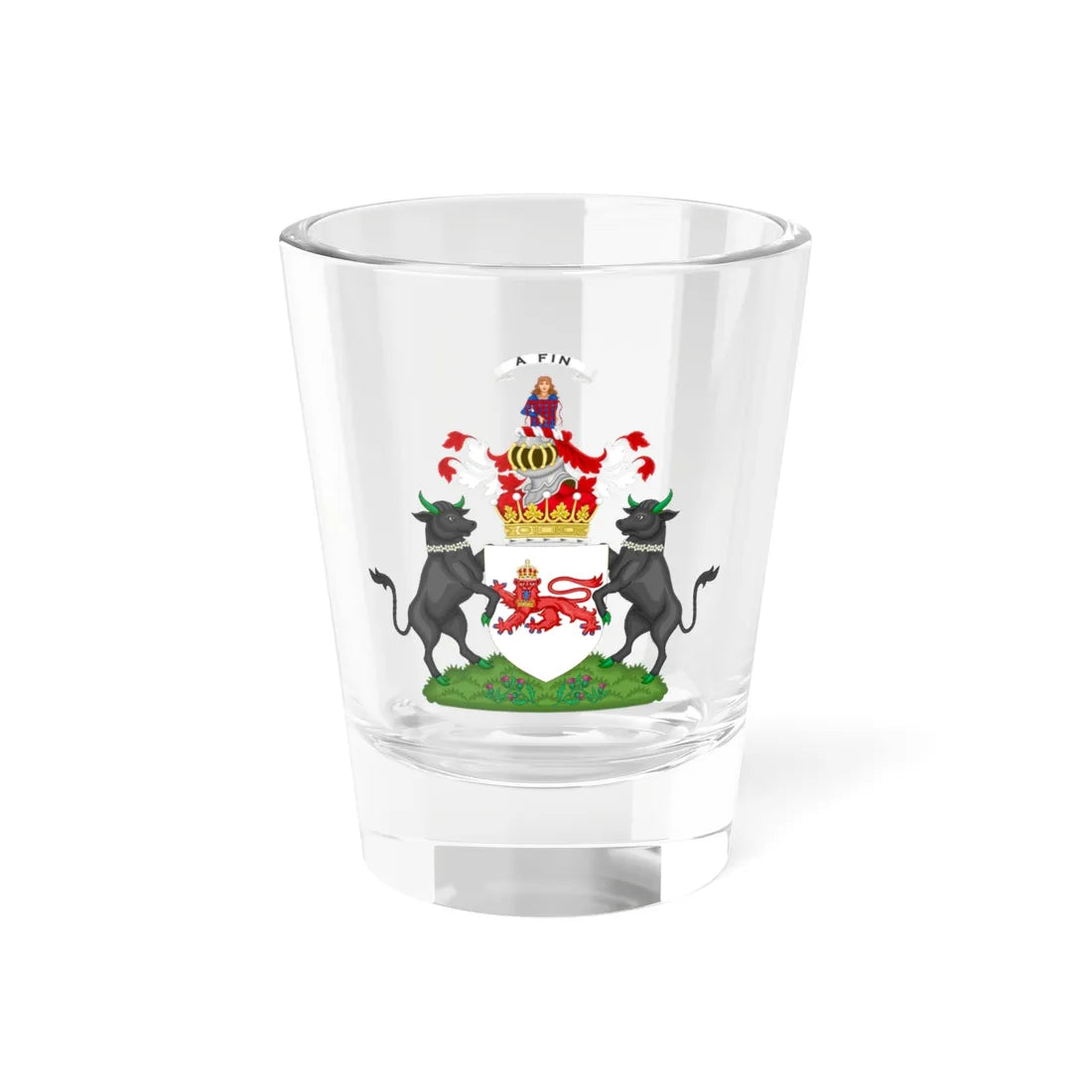 Coat of Arms of the Earldom of Airlie (United Kingdom) (Coat of Arms) Shot Glass 1.5oz 1.5oz - Go Mug Yourself