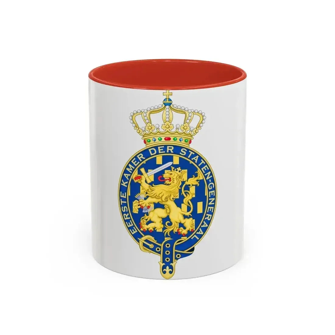 Coat of arms of the Eerste Kamer - Accent Coffee Mug 11oz Red - Go Mug Yourself