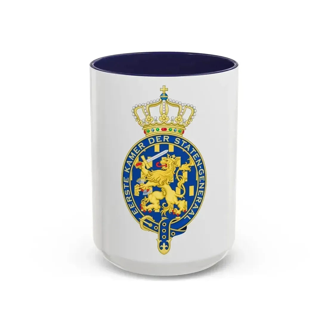Coat of arms of the Eerste Kamer - Accent Coffee Mug 15oz Navy - Go Mug Yourself
