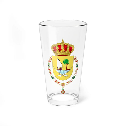 Coat of Arms of the Emir of Qatar Order of Isabella the Catholic (Qatar) (Coat of Arms) Pint Glass 16oz 16oz - Go Mug Yourself