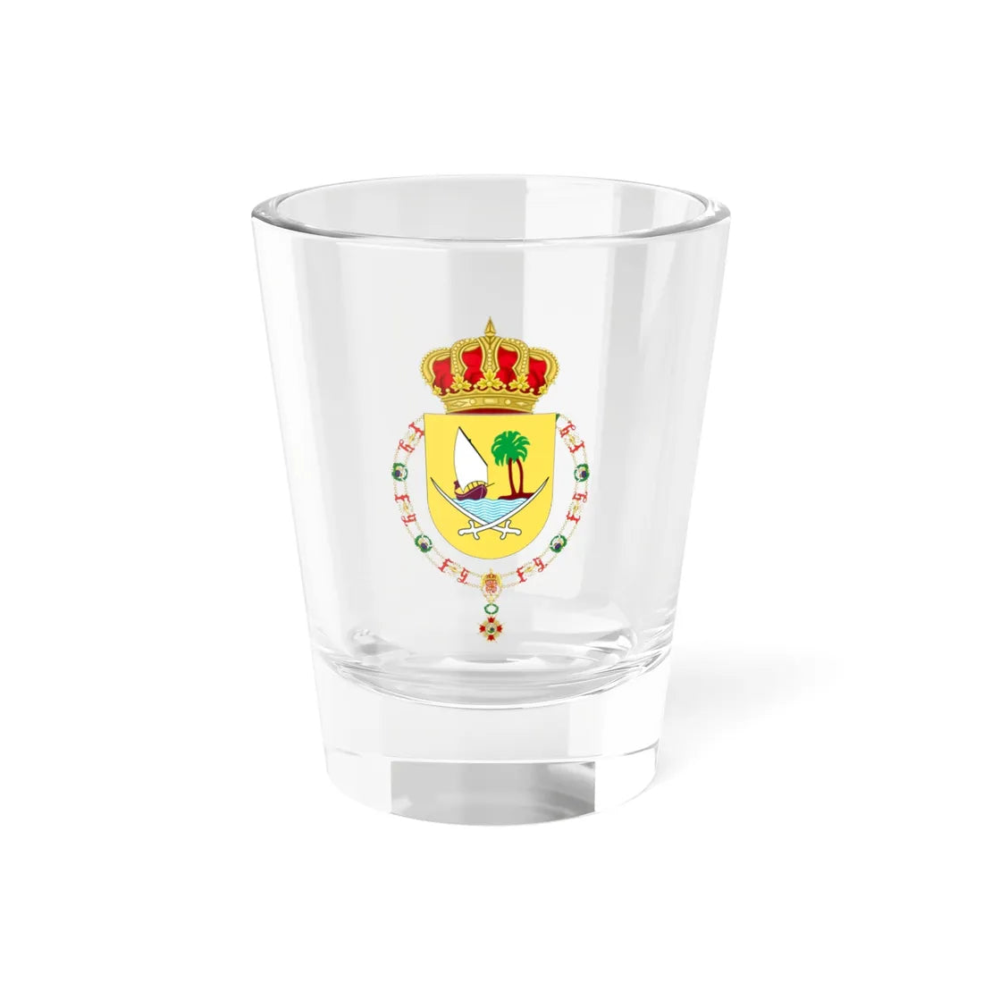 Coat of Arms of the Emir of Qatar Order of Isabella the Catholic (Qatar) (Coat of Arms) Shot Glass 1.5oz 1.5oz - Go Mug Yourself