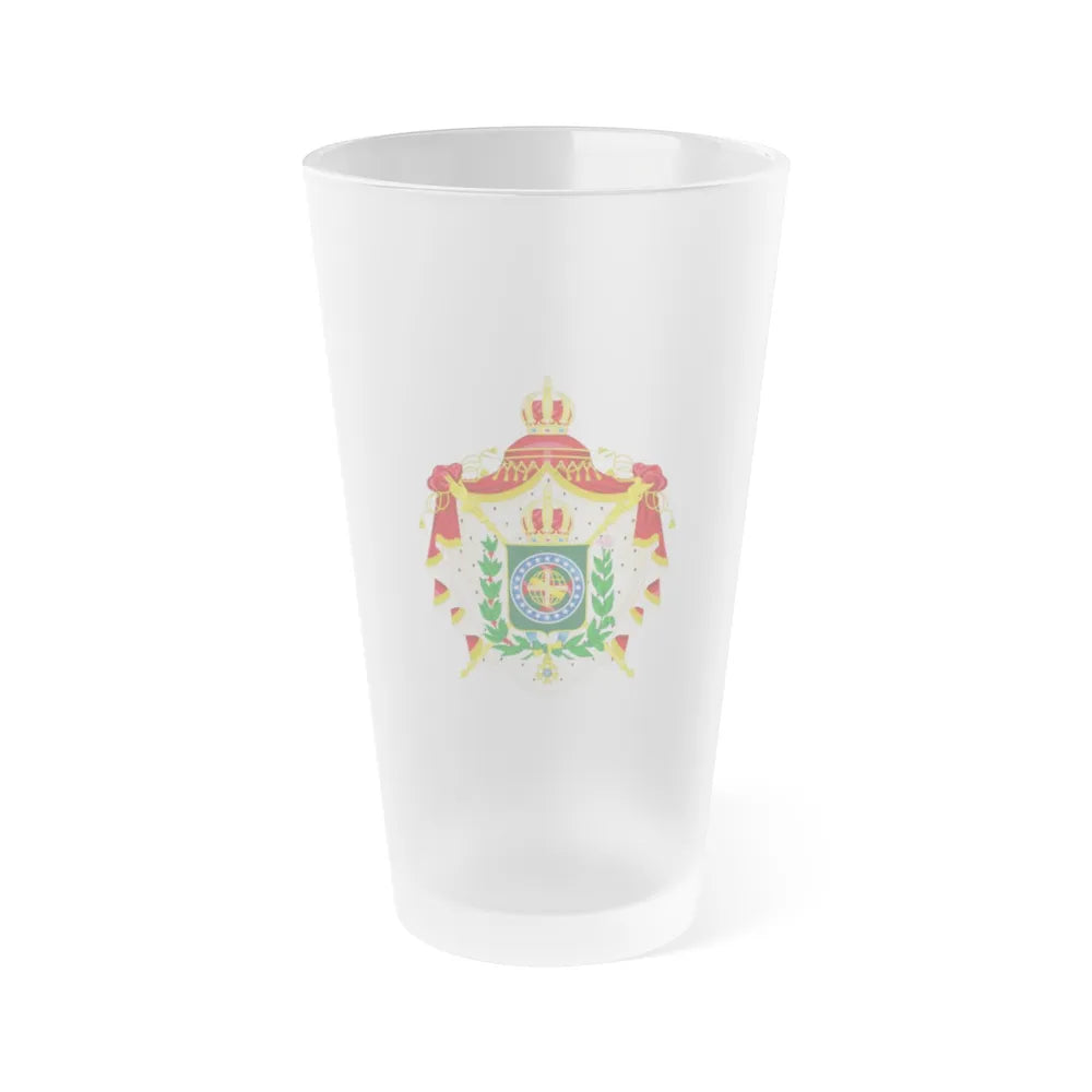 Coat of arms of the Empire of Brazil - Frosted Pint Glass 16oz-Go Mug Yourself