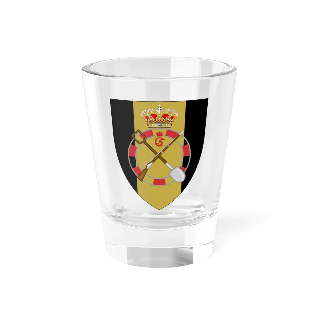Coat of arms of the Engineer Regiment Denmark (Denmark) (Coat of Arms) Shot Glass 1.5oz 1.5oz - Go Mug Yourself