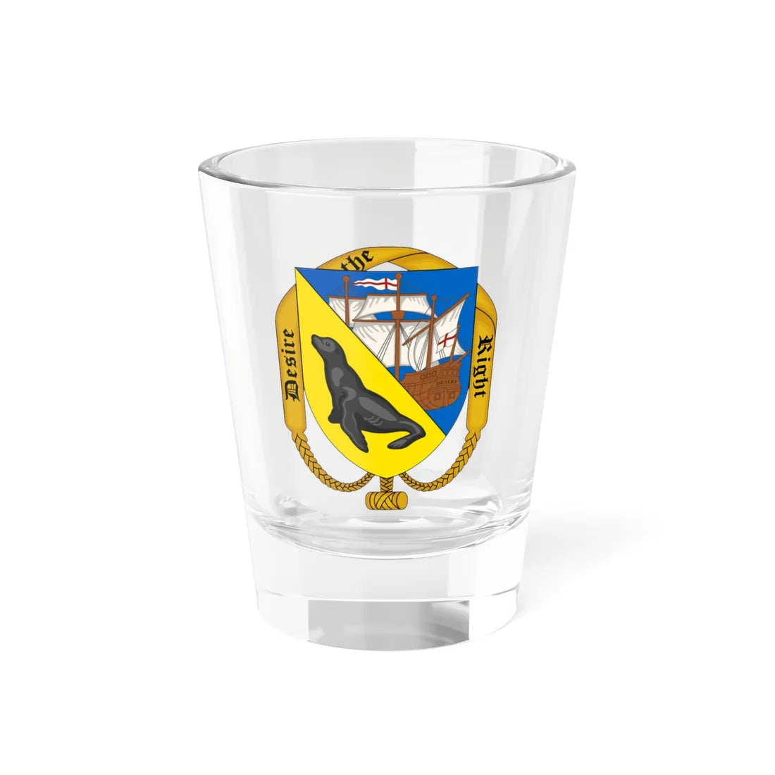 Coat of arms of the Falkland Islands 1925-1948 (United Kingdom) (Coat of Arms) Shot Glass 1.5oz 1.5oz - Go Mug Yourself