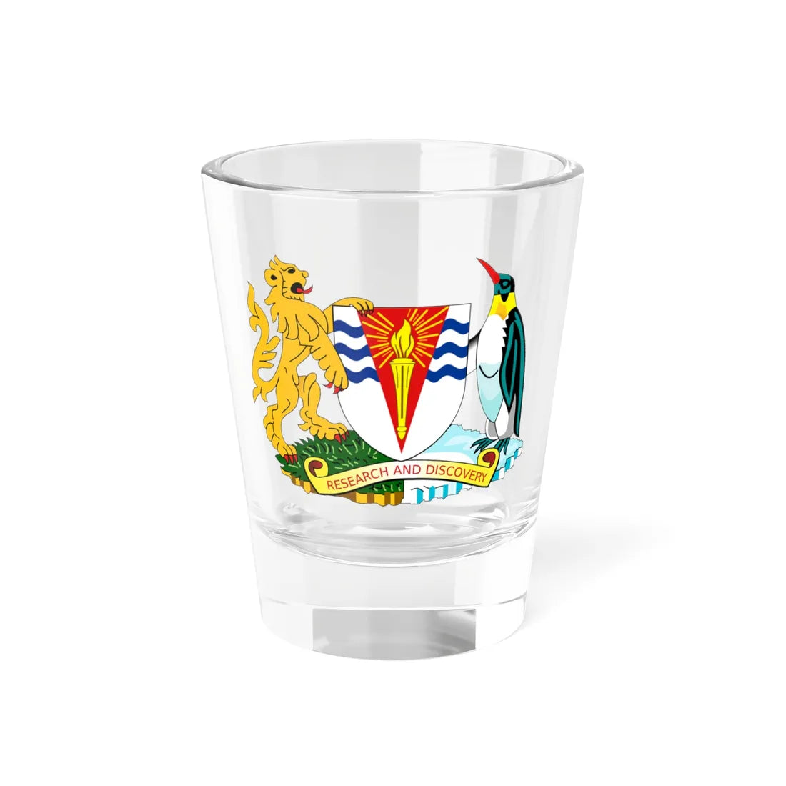 Coat of arms of the Falkland Islands Dependencies (United Kingdom) (Coat of Arms) Shot Glass 1.5oz 1.5oz - Go Mug Yourself