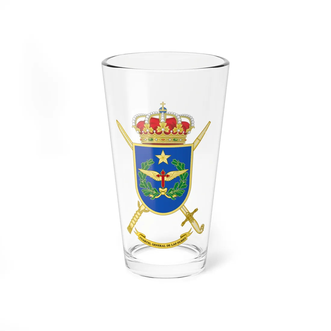 Coat of Arms of the FAMET Headquarters (Spain) (Coat of Arms) Pint Glass 16oz 16oz - Go Mug Yourself
