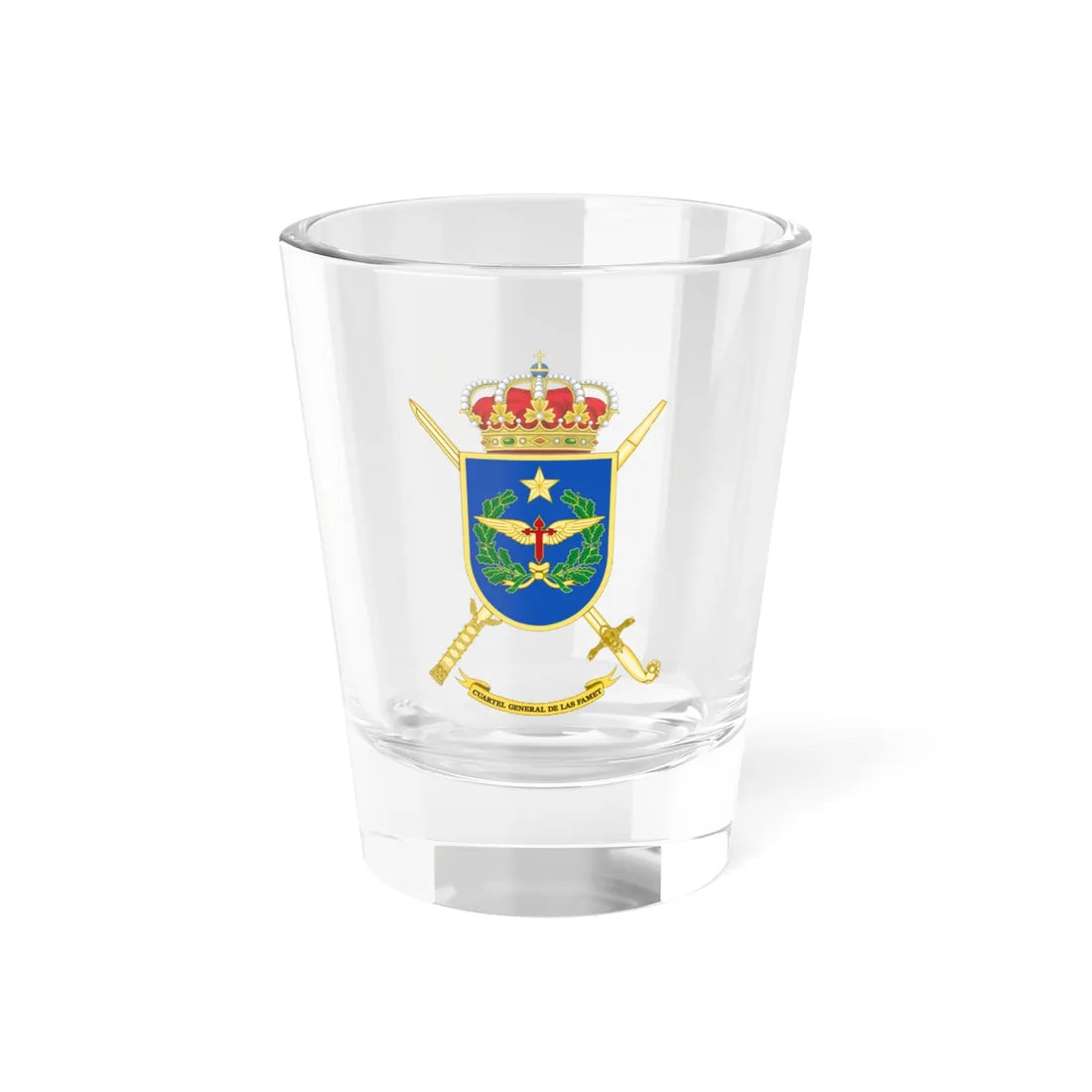 Coat of Arms of the FAMET Headquarters (Spain) (Coat of Arms) Shot Glass 1.5oz 1.5oz - Go Mug Yourself
