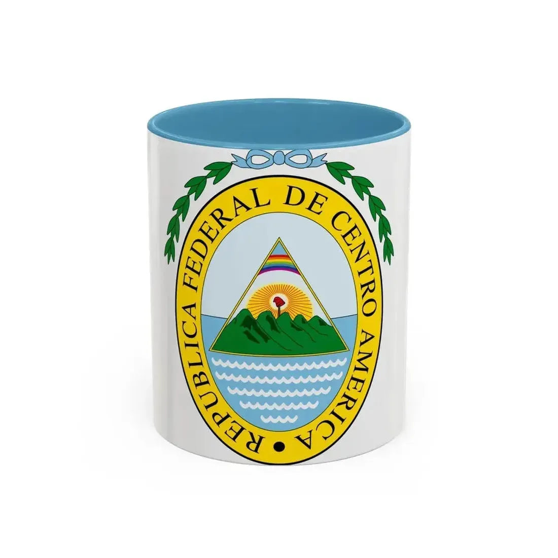 Coat of arms of the Federal Republic of Central America - Accent Coffee Mug 11oz Light Blue - Go Mug Yourself