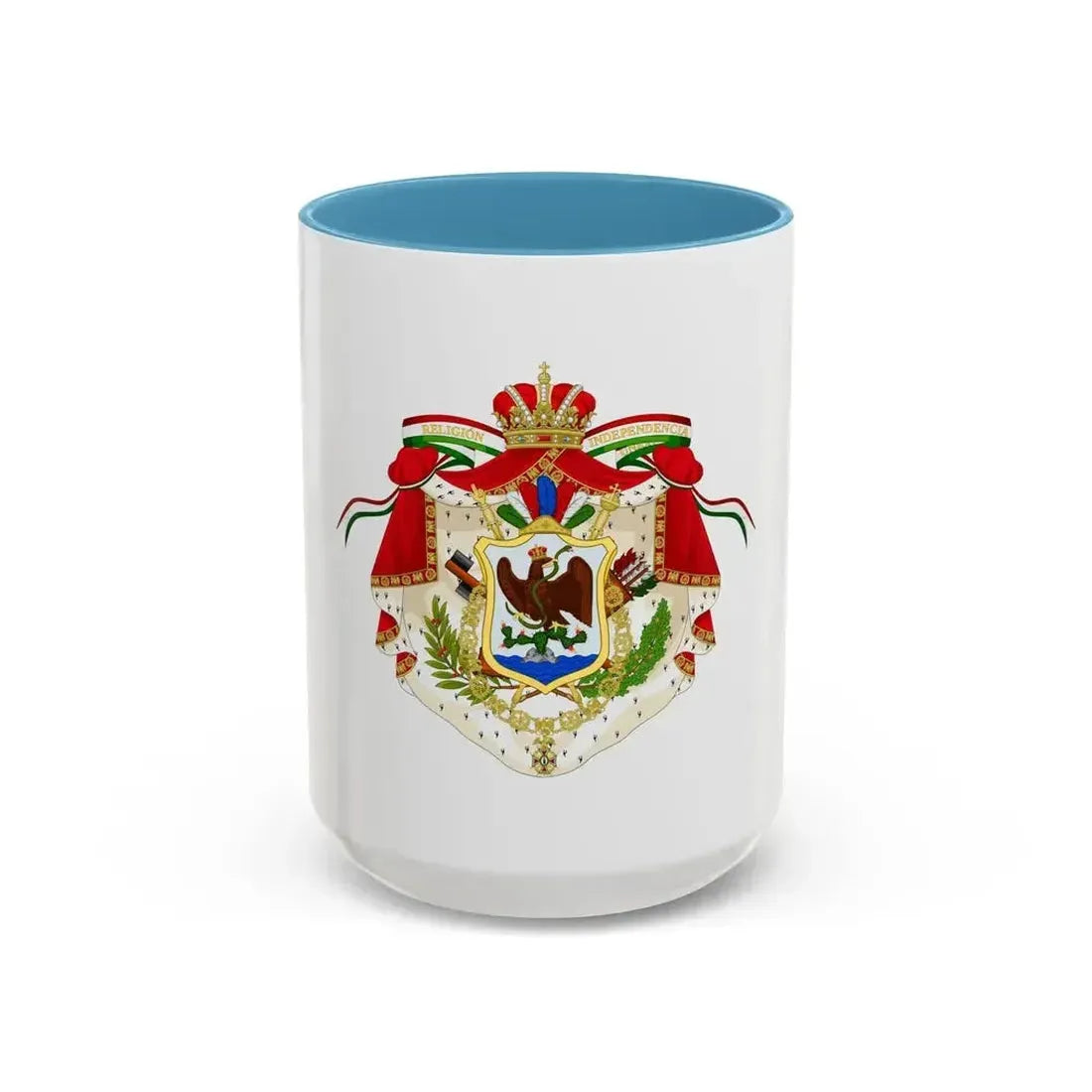 Coat of Arms of the First Mexican Empire - Accent Coffee Mug 15oz Light Blue - Go Mug Yourself