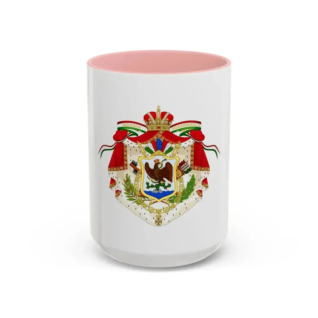 Coat of Arms of the First Mexican Empire - Accent Coffee Mug 15oz Pink - Go Mug Yourself