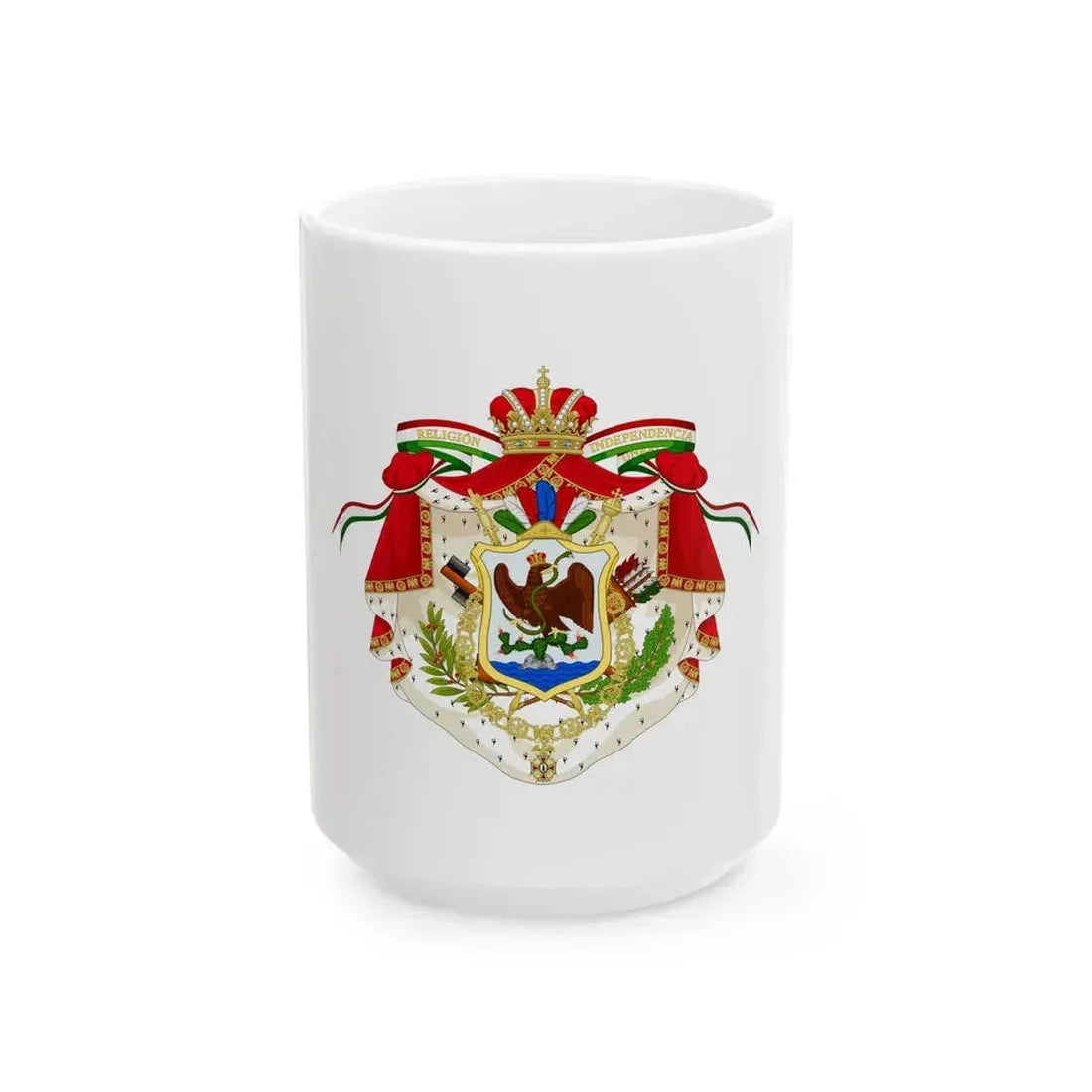 Coat of Arms of the First Mexican Empire - White Coffee Mug 15oz - Go Mug Yourself