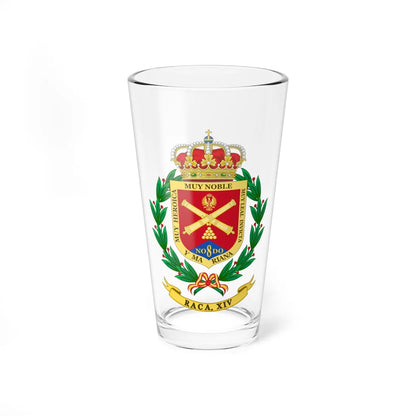 Coat of Arms of the Former 14th Field Artillery Regiment (Spain) (Coat of Arms) Pint Glass 16oz 16oz - Go Mug Yourself