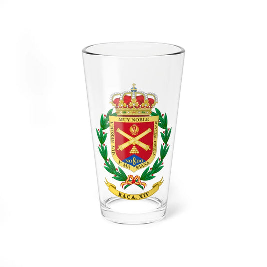 Coat of Arms of the Former 14th Field Artillery Regiment (Spain) (Coat of Arms) Pint Glass 16oz 16oz - Go Mug Yourself