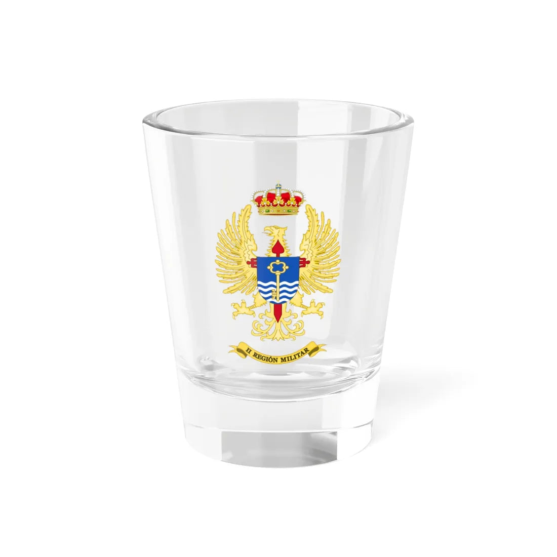 Coat of Arms of the Former 2nd Spanish Military Region Until 1984 (Spain) (Coat of Arms) Shot Glass 1.5oz 1.5oz - Go Mug Yourself