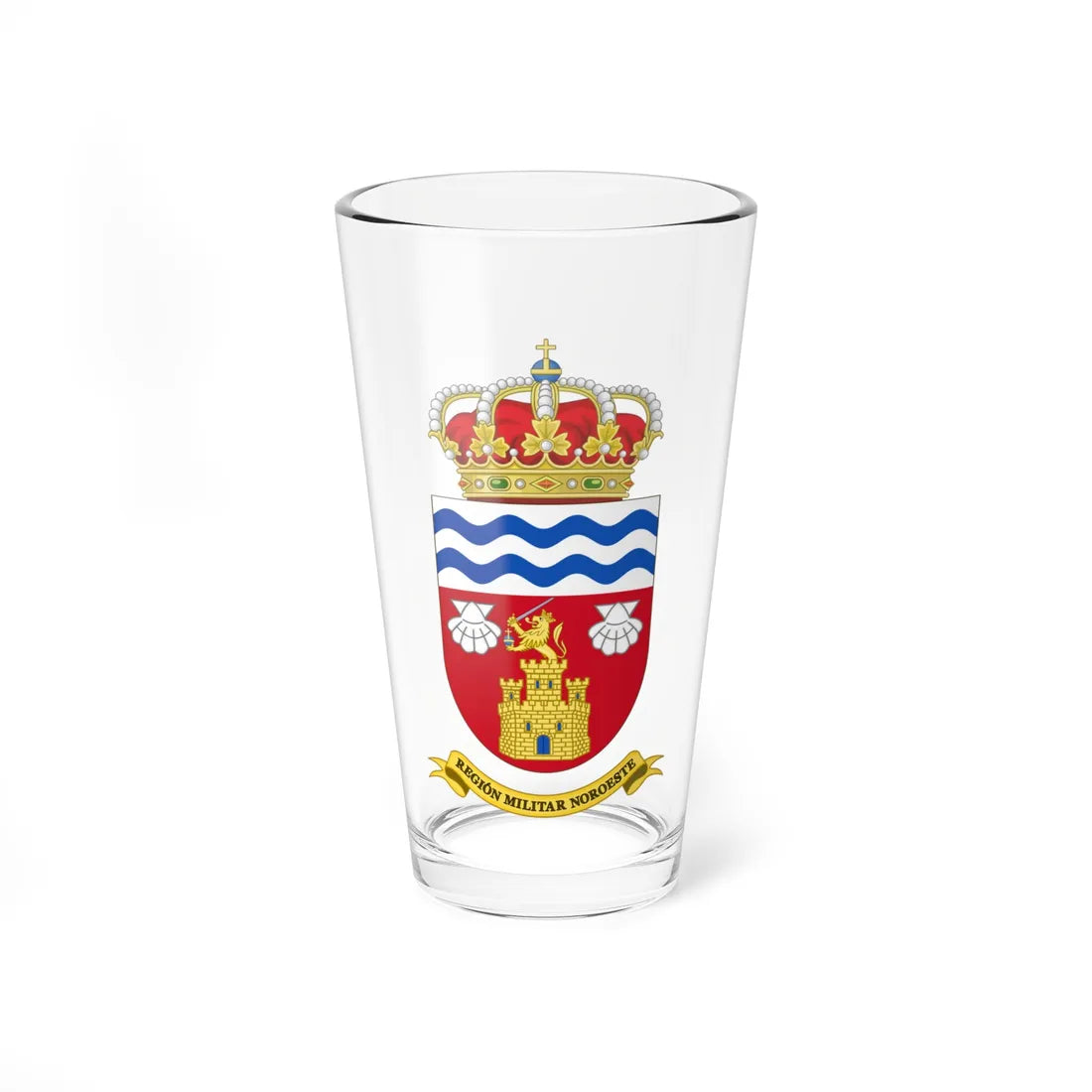 Coat of Arms of the Former 4th Spanish Military Region 1997-2002 (Spain) (Coat of Arms) Pint Glass 16oz 16oz - Go Mug Yourself