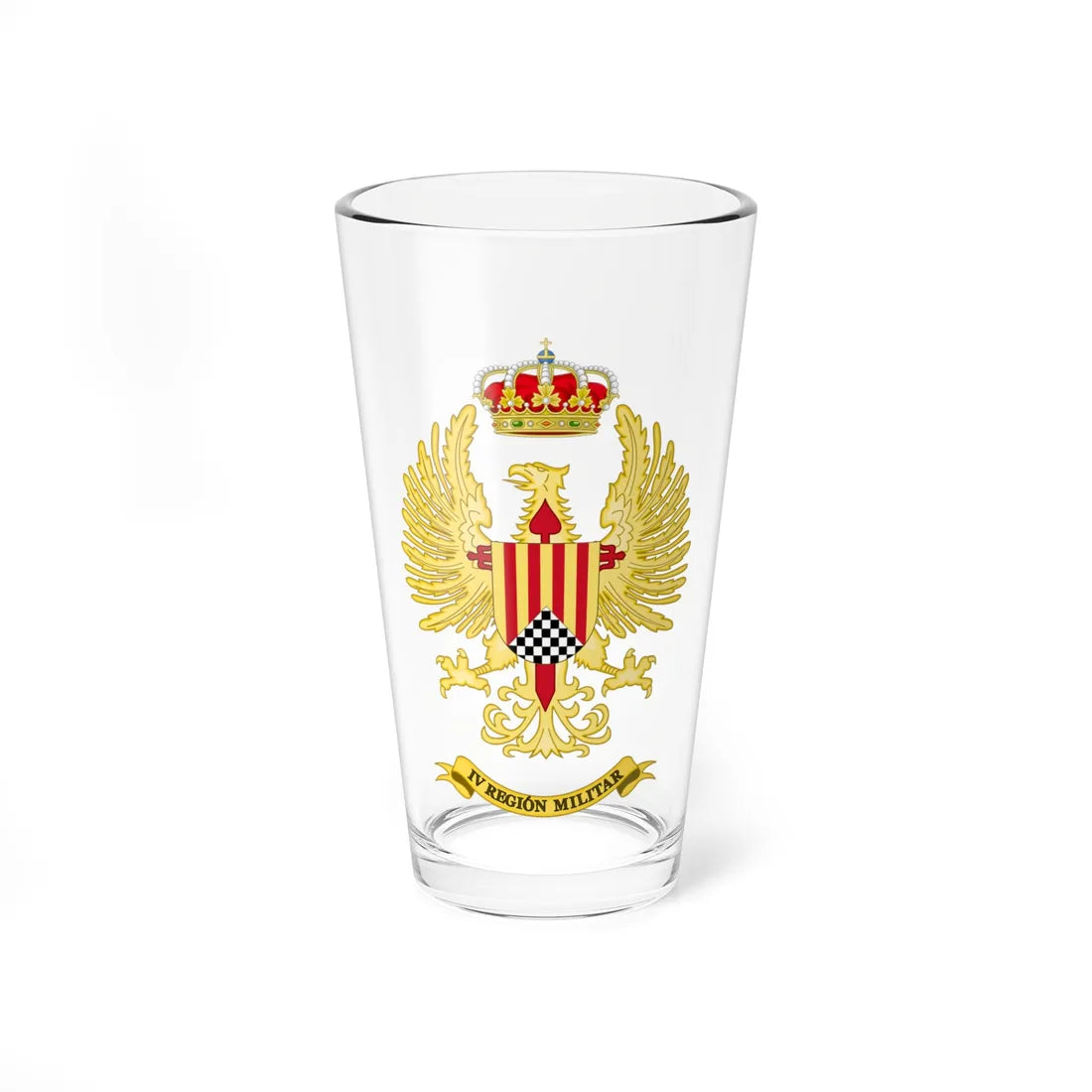 Coat of Arms of the Former 4th Spanish Military Region Until 1984 (Spain) (Coat of Arms) Pint Glass 16oz 16oz - Go Mug Yourself