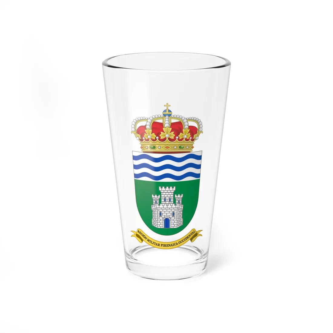 Coat of Arms of the Former 5th Spanish Military Region 1984-1997 (Spain) (Coat of Arms) Pint Glass 16oz 16oz - Go Mug Yourself