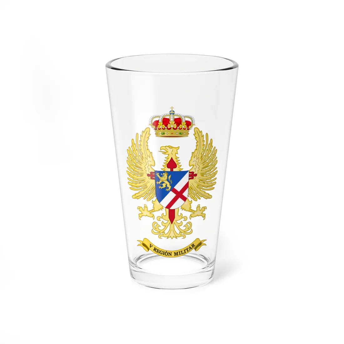 Coat of Arms of the Former 5th Spanish Military Region Until 1984 (Spain) (Coat of Arms) Pint Glass 16oz 16oz - Go Mug Yourself