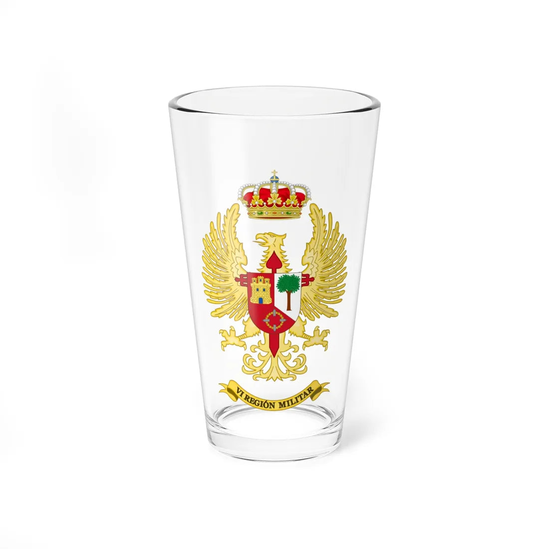 Coat of Arms of the Former 6th Spanish Military Region Until 1984 (Spain) (Coat of Arms) Pint Glass 16oz 16oz - Go Mug Yourself
