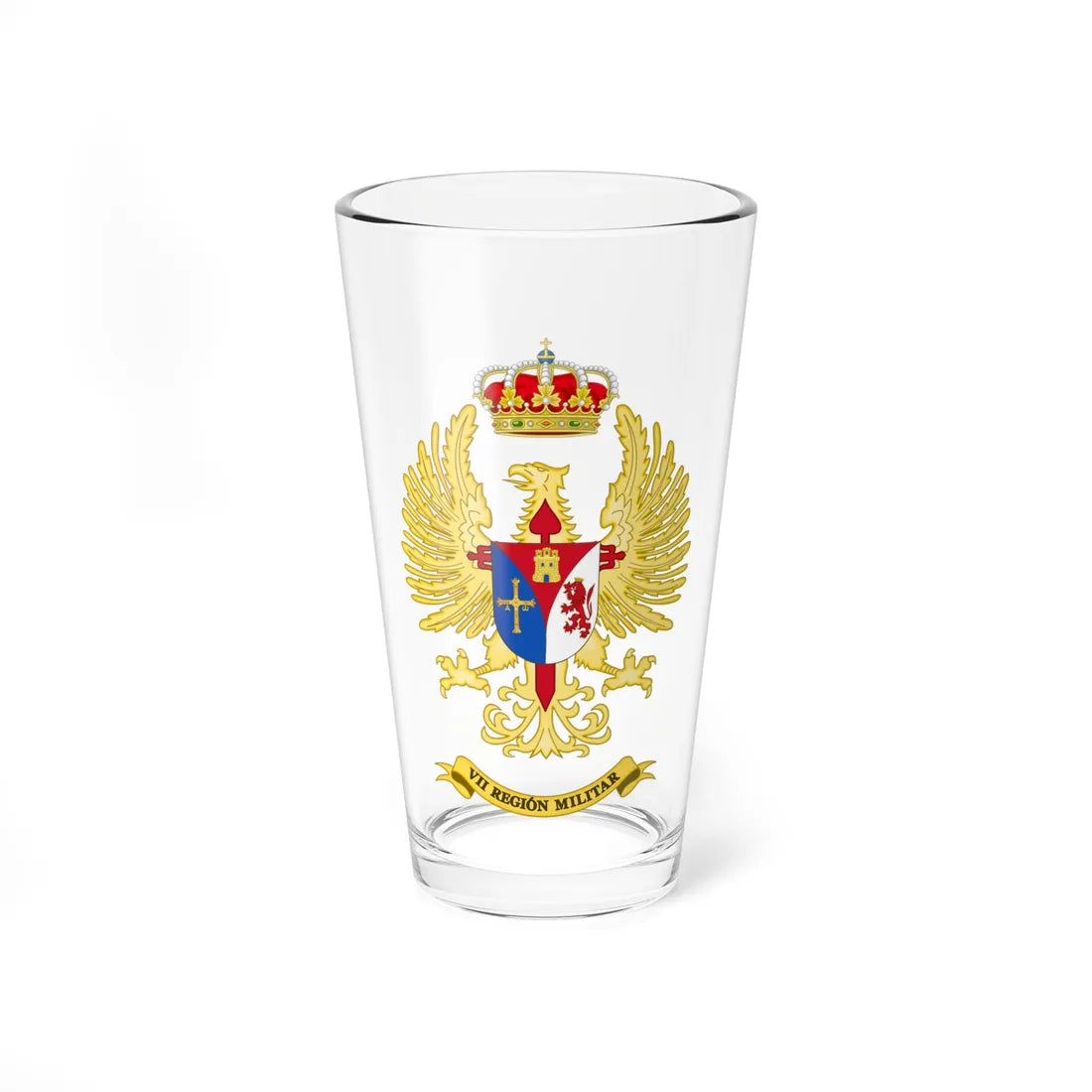 Coat of Arms of the Former 7th Spanish Military Region Until 1984 (Spain) (Coat of Arms) Pint Glass 16oz 16oz - Go Mug Yourself