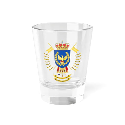 Coat of Arms of the Former 9th Light Armored Cavalry Regiment Numancia (Spain) (Coat of Arms) Shot Glass 1.5oz 1.5oz - Go Mug Yourself