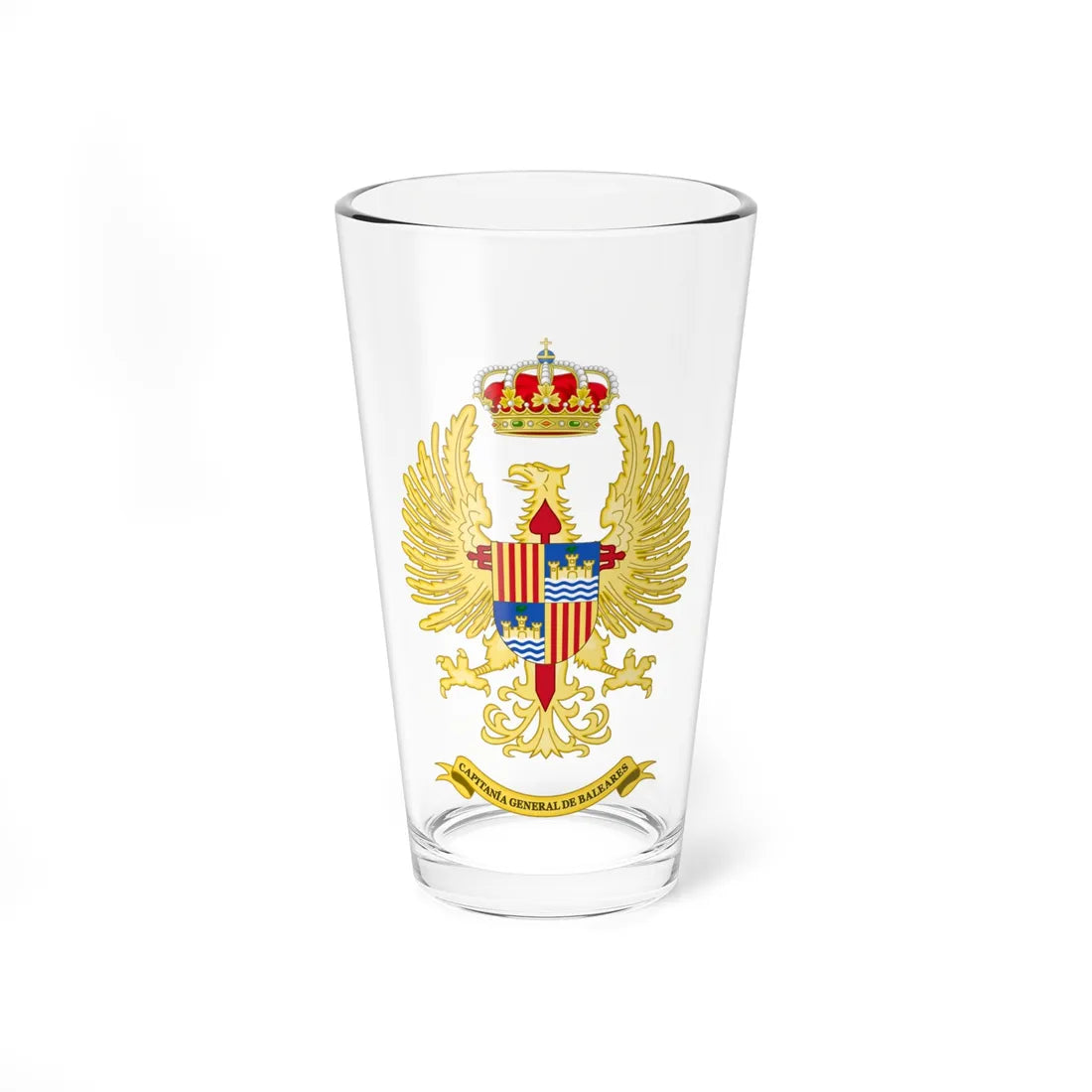Coat of Arms of the Former General Captaincy of the Balearic Islands Until 1984 (Spain) (Coat of Arms) Pint Glass 16oz 16oz - Go Mug Yourself