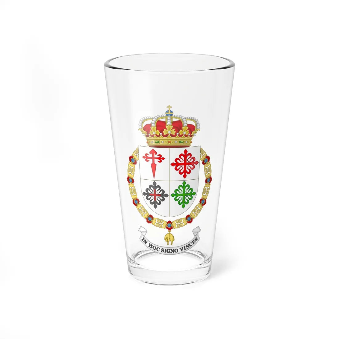 Coat of Arms of the Former Infantry Regiment Ordenes Militares (Spain) (Coat of Arms) Pint Glass 16oz 16oz - Go Mug Yourself