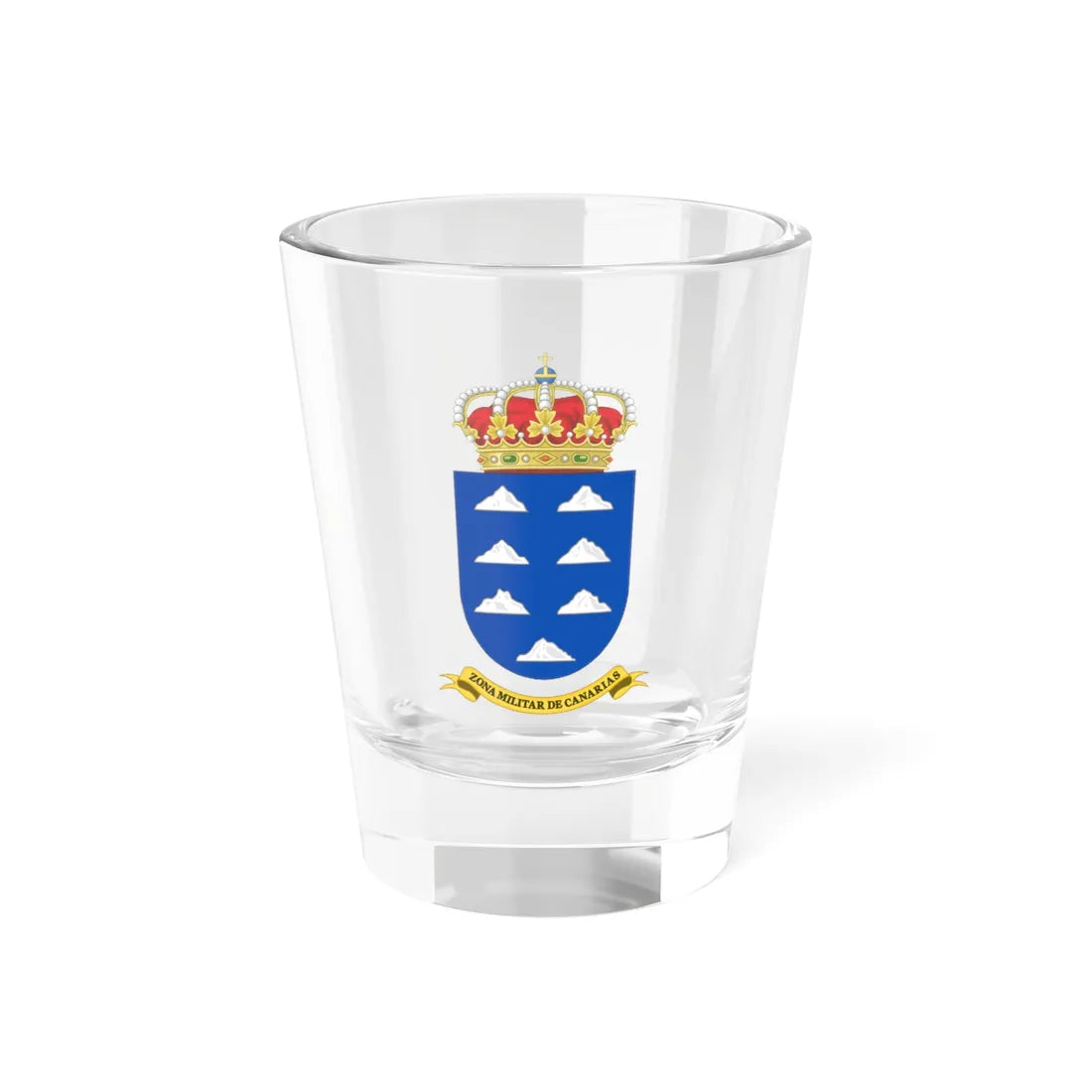 Coat of Arms of the Former Military Zone of the Canary Islands 1984-2002 (Spain) (Coat of Arms) Shot Glass 1.5oz 1.5oz - Go Mug Yourself
