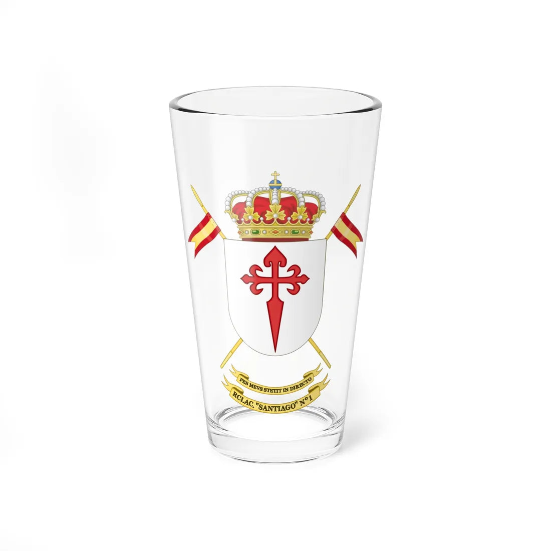 Coat of Arms of the Former1st Light Armored Cavalry Regiment Santiago (Spain) (Coat of Arms) Pint Glass 16oz 16oz - Go Mug Yourself
