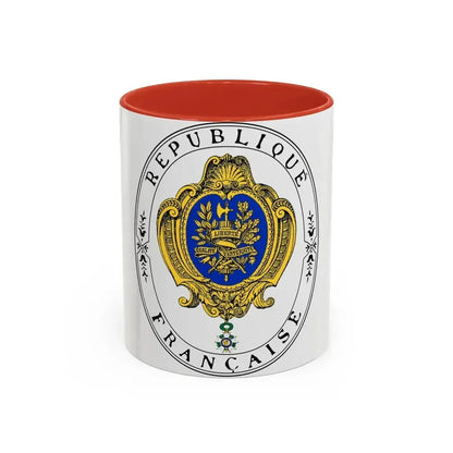 Coat of arms of the French Republic (1905) - Accent Coffee Mug 11oz Red - Go Mug Yourself