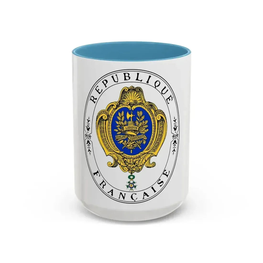Coat of arms of the French Republic (1905) - Accent Coffee Mug 15oz Light Blue - Go Mug Yourself