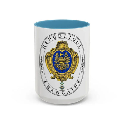 Coat of arms of the French Republic (1905) - Accent Coffee Mug 15oz Light Blue - Go Mug Yourself