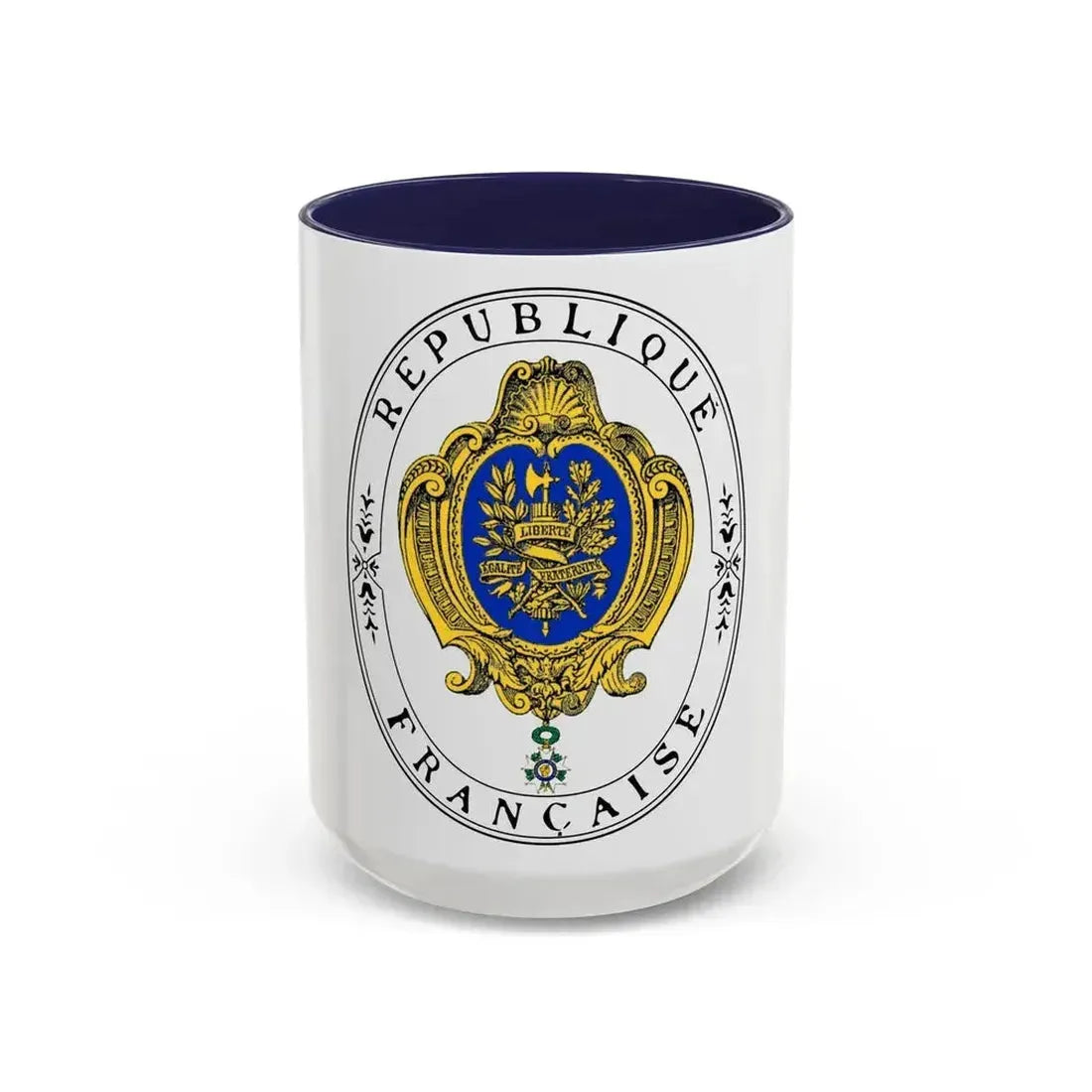 Coat of arms of the French Republic (1905) - Accent Coffee Mug 15oz Navy - Go Mug Yourself
