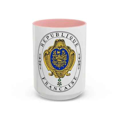 Coat of arms of the French Republic (1905) - Accent Coffee Mug 15oz Pink - Go Mug Yourself