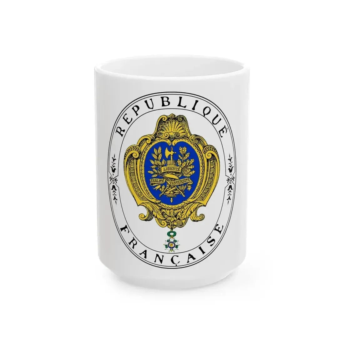 Coat of arms of the French Republic (1905) - White Coffee Mug 15oz - Go Mug Yourself